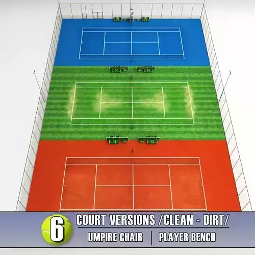 Multi tennis court stadium arena pack 3D model