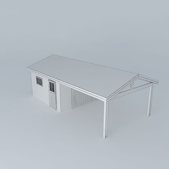 Decochalet 2015 Ensemble garage carport 400x800 Free 3D model_4
