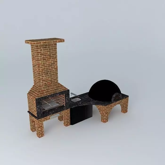 sink and oven barbecue katia wood Free 3D model