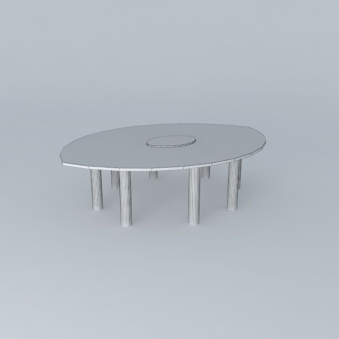 Oval Dinning Table 3D model_4