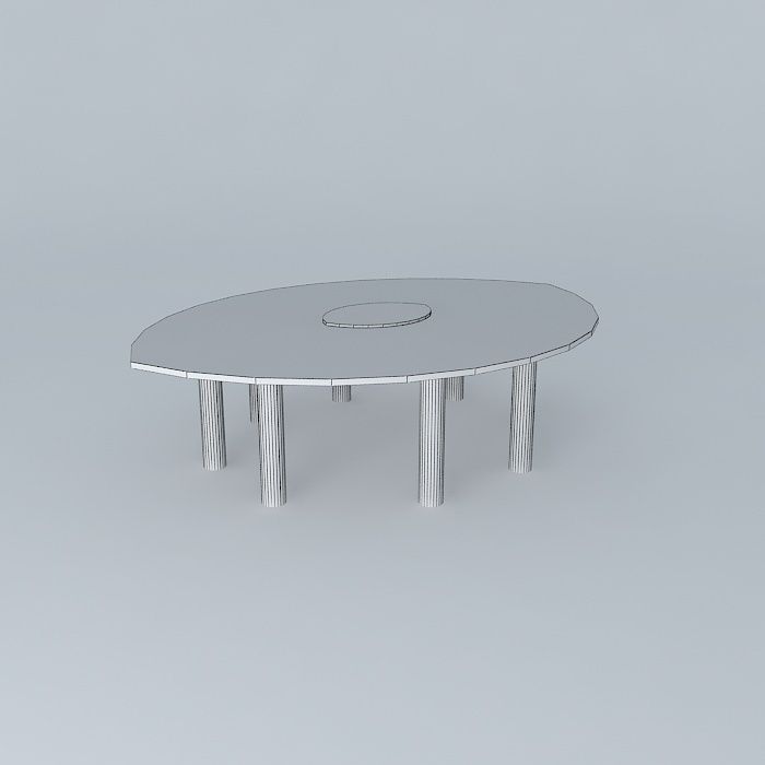 Oval Dinning Table 3D model_3