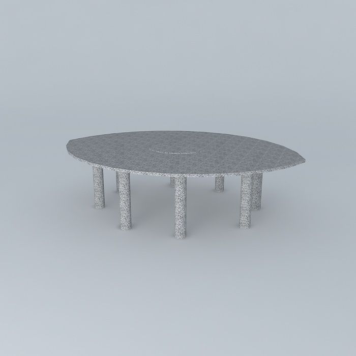 Oval Dinning Table 3D model_1