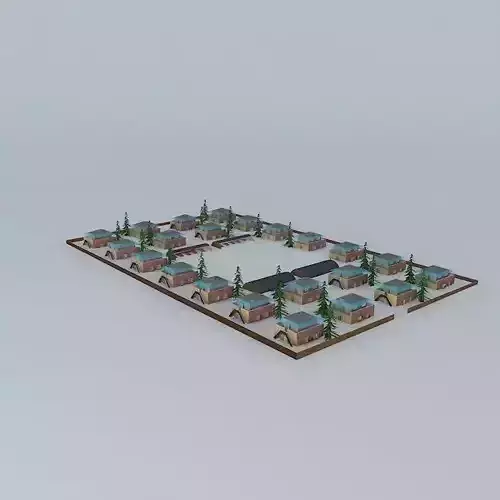 I villas village with houses and trees 3D model