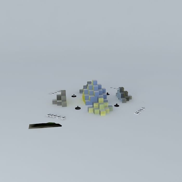 Cubic Step Pyramid 3D model_2