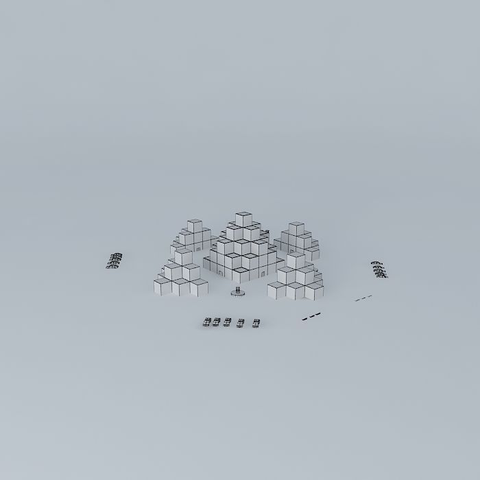 Cubic Step Pyramid 3D model_4