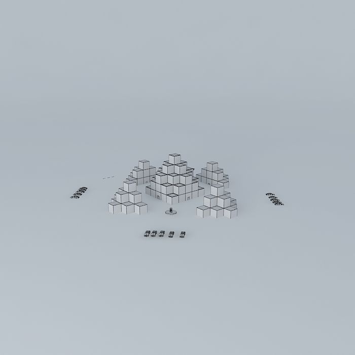 Cubic Step Pyramid 3D model_3