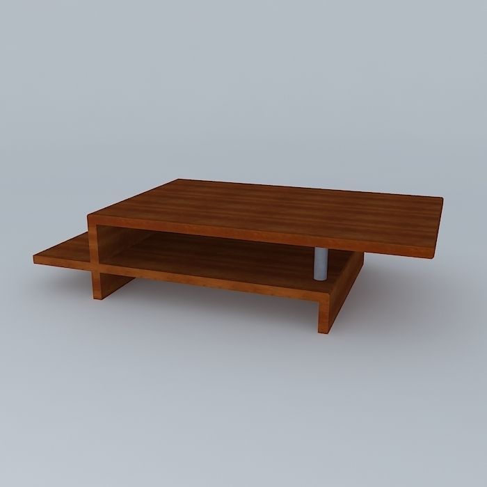 Table coffee with two shelves Free 3D model_1