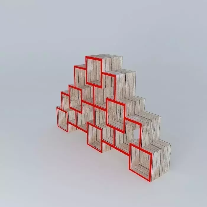 Shelfs wooden shelf with squares Free 3D model