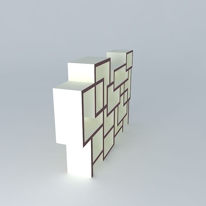 Shelfs bookcase made of cubes Free 3D model_1