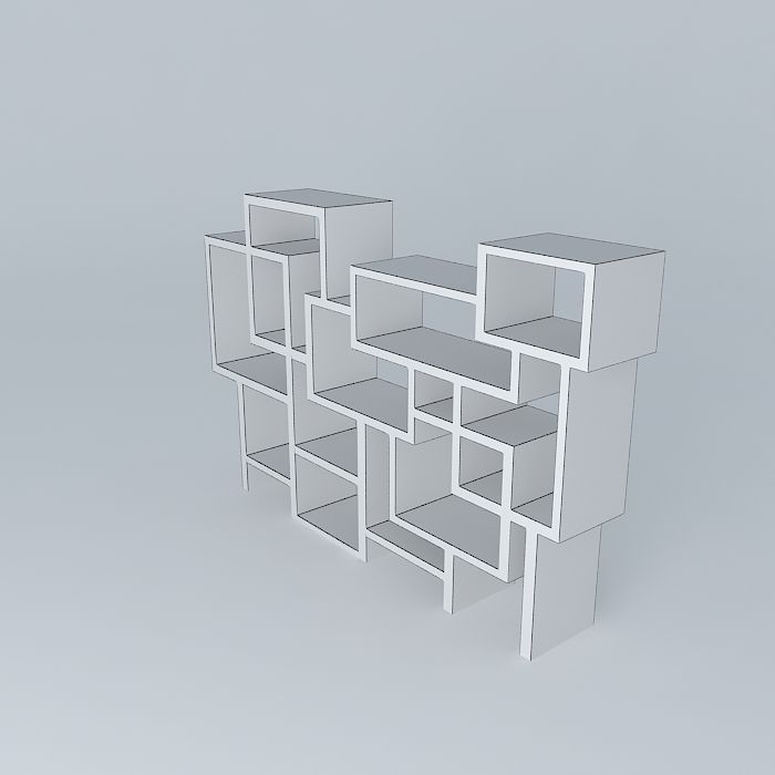 Shelfs bookcase made of cubes Free 3D model_3