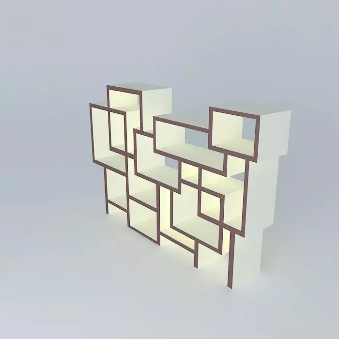 Shelfs bookcase made of cubes Free 3D model_0