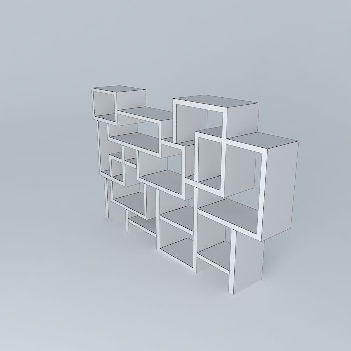 Shelfs bookcase made of cubes Free 3D model_4