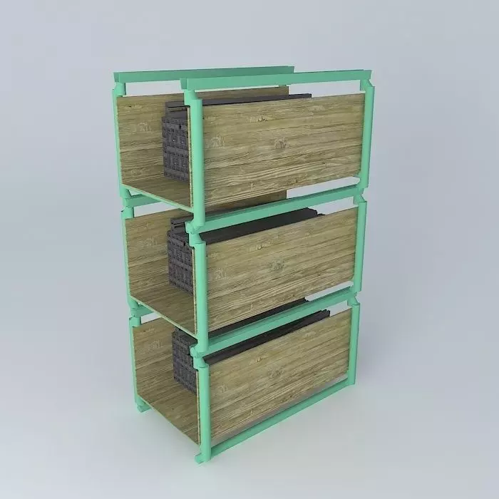 ESSABAKKEN three tier wooden bookcase Free 3D model