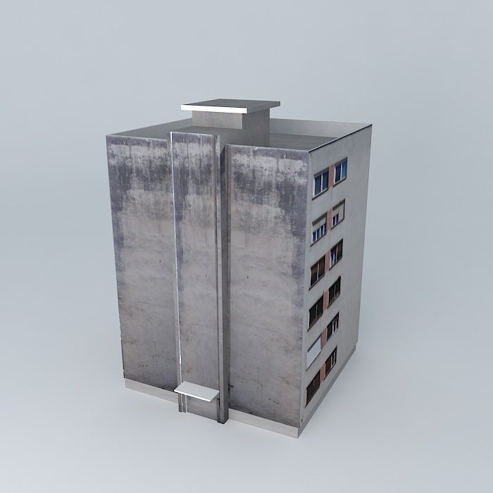 Residential Building Socialistic Style Low-poly 3D model_1