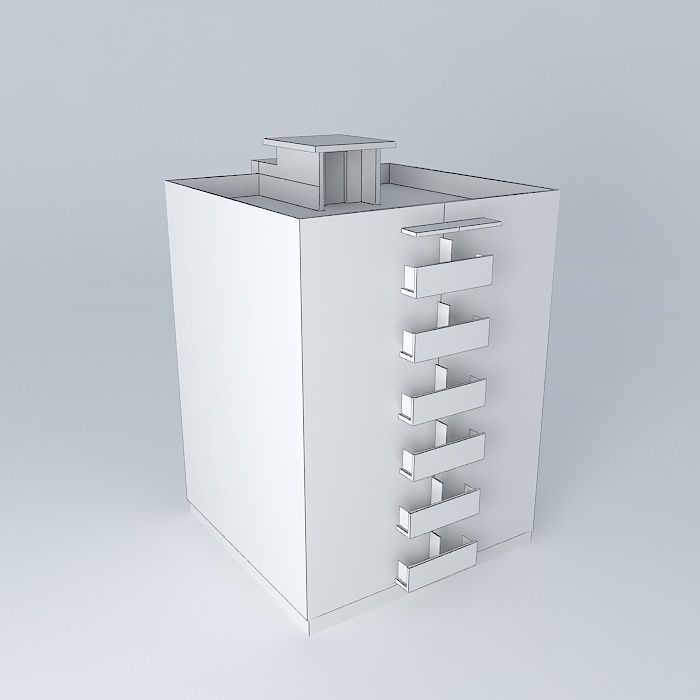 Residential Building Socialistic Style Low-poly 3D model_3