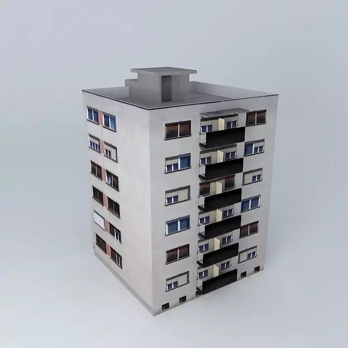Residential Building Socialistic Style Low-poly 3D model_0