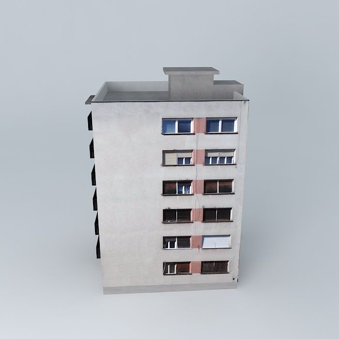 Residential Building Socialistic Style Low-poly 3D model_2