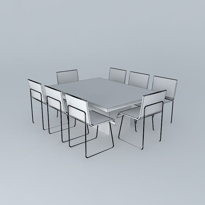 Dinner Table Tikaio Free 3D model_4