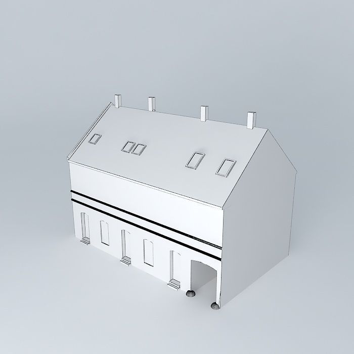 Old Style European House Low-poly 3D model_3