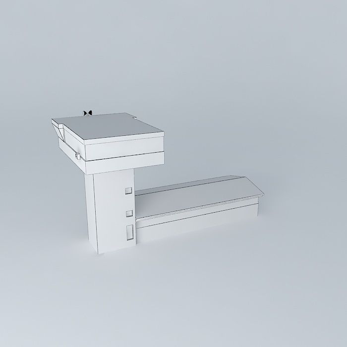 Railroad Station Dispatching Tower Low-poly 3D model_4