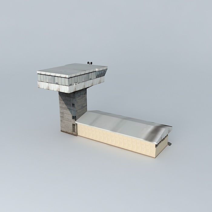 Railroad Station Dispatching Tower Low-poly 3D model_1