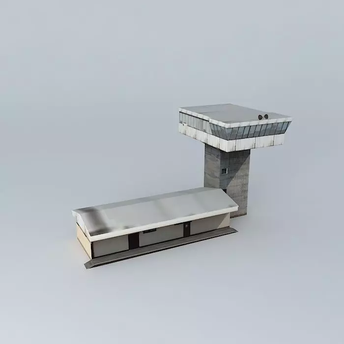 Railroad Station Dispatching Tower Low-poly 3D model_0