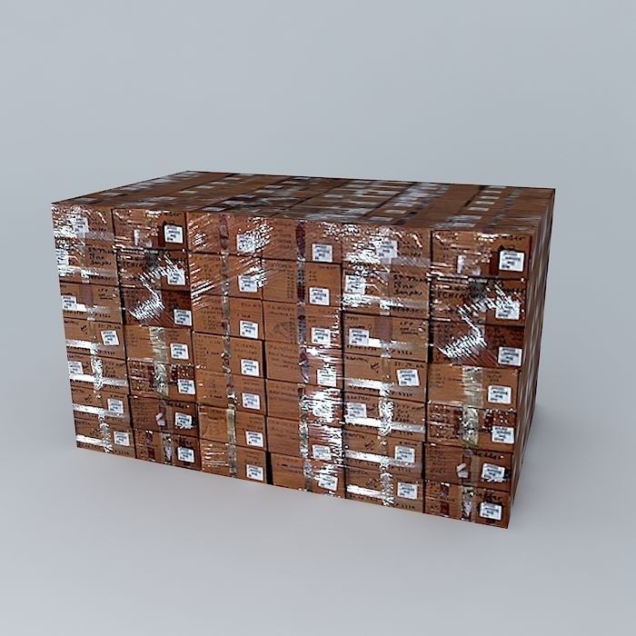 Boxes stack of wooden 3D model_1