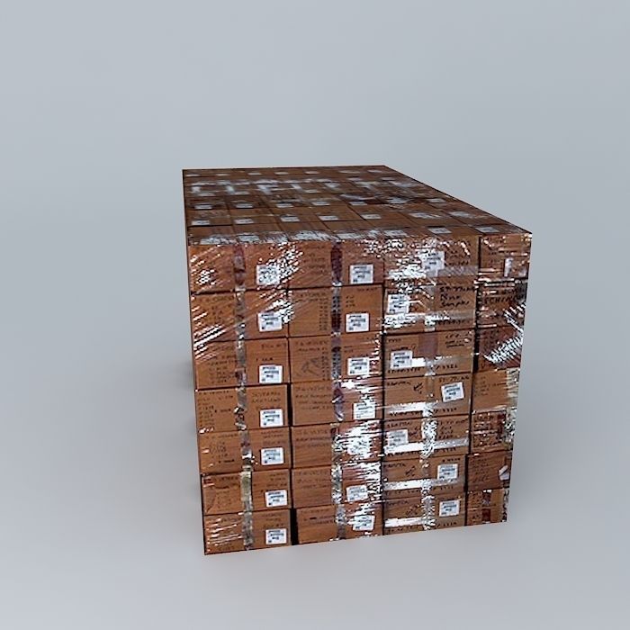 Boxes stack of wooden 3D model_2
