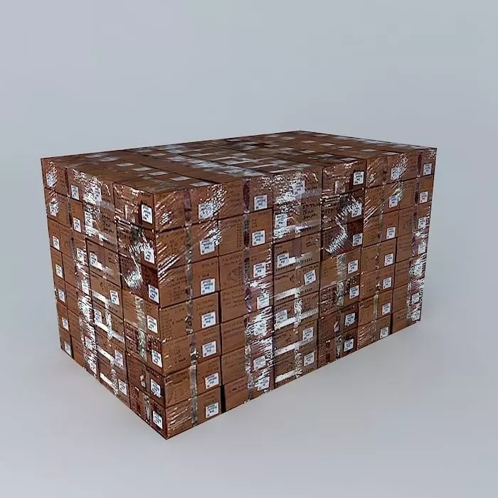 Boxes stack of wooden 3D model_0