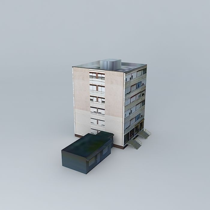 Tall residential building Sisak Low-poly 3D model_1