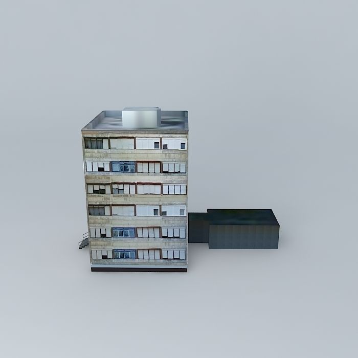 Tall residential building Sisak Low-poly 3D model_2
