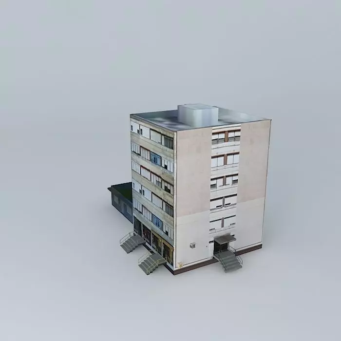 Tall residential building Sisak Low-poly 3D model_0