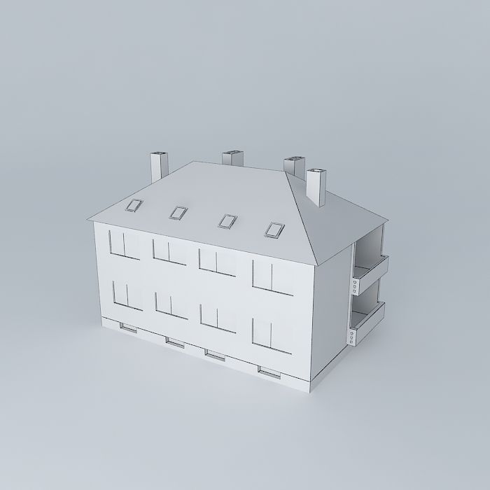 Older residential building Caprag 3 Free 3D model_3