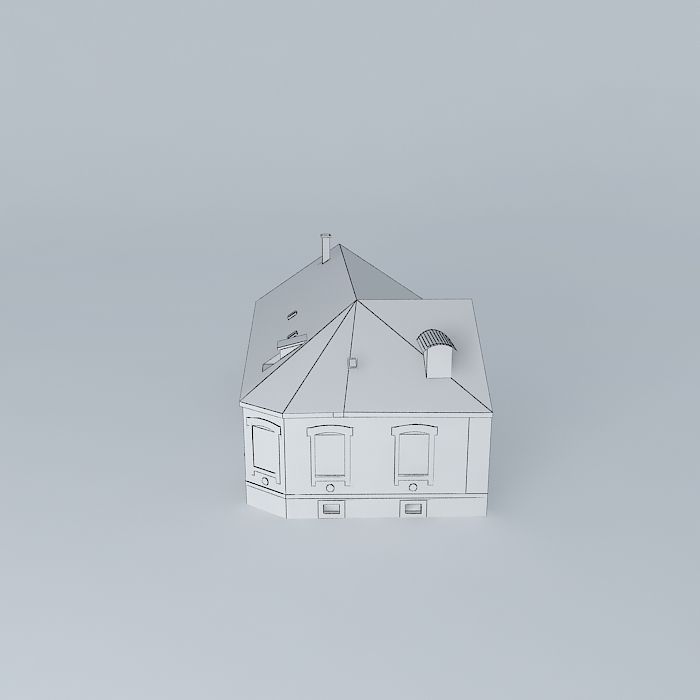 Old Corner House Low-poly 3D model_3
