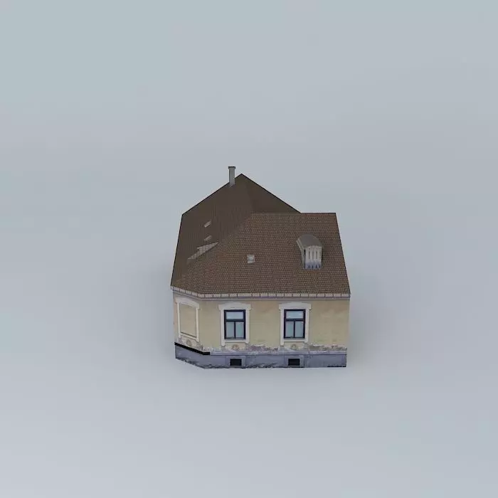 Old Corner House Low-poly 3D model_0