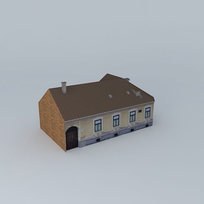 Old Corner House Low-poly 3D model_1