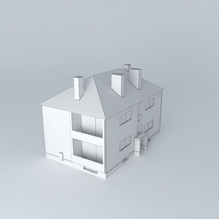 Small Building 4 Apartments Low-poly 3D model_4