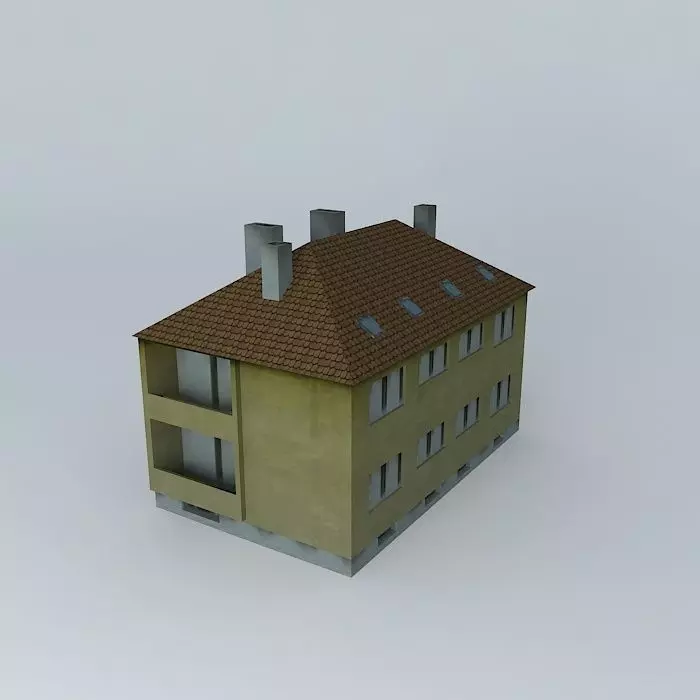 Small Building 4 Apartments Low-poly 3D model_0