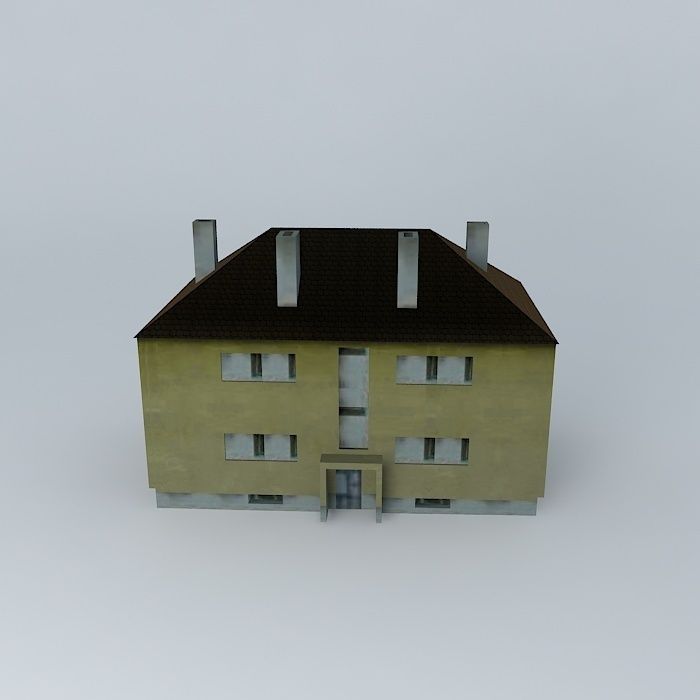 Small Building 4 Apartments Low-poly 3D model_1