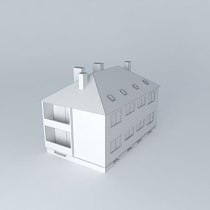 Small Building 4 Apartments Low-poly 3D model_3