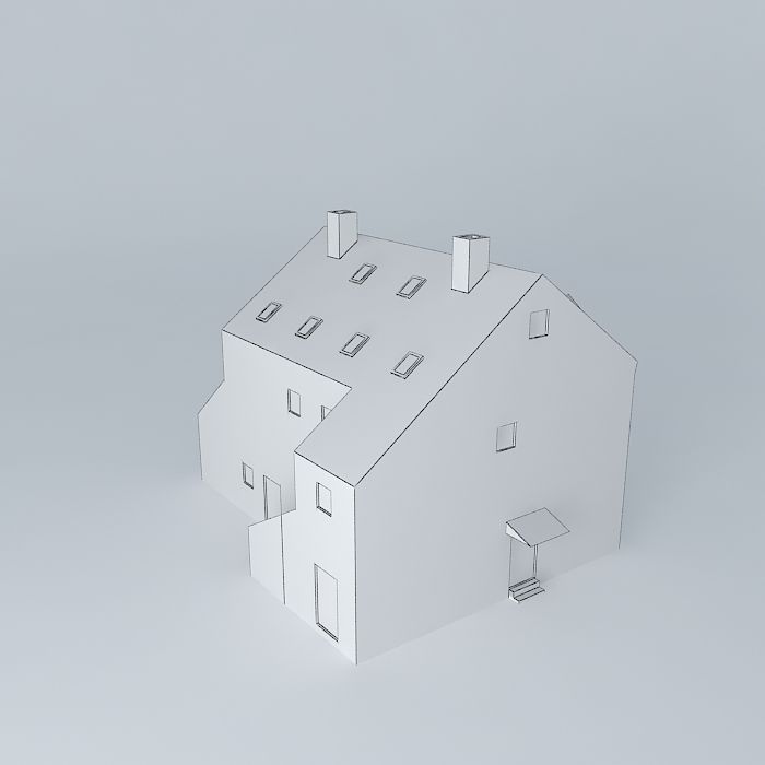 1906 European Urban House Low-poly 3D model_4
