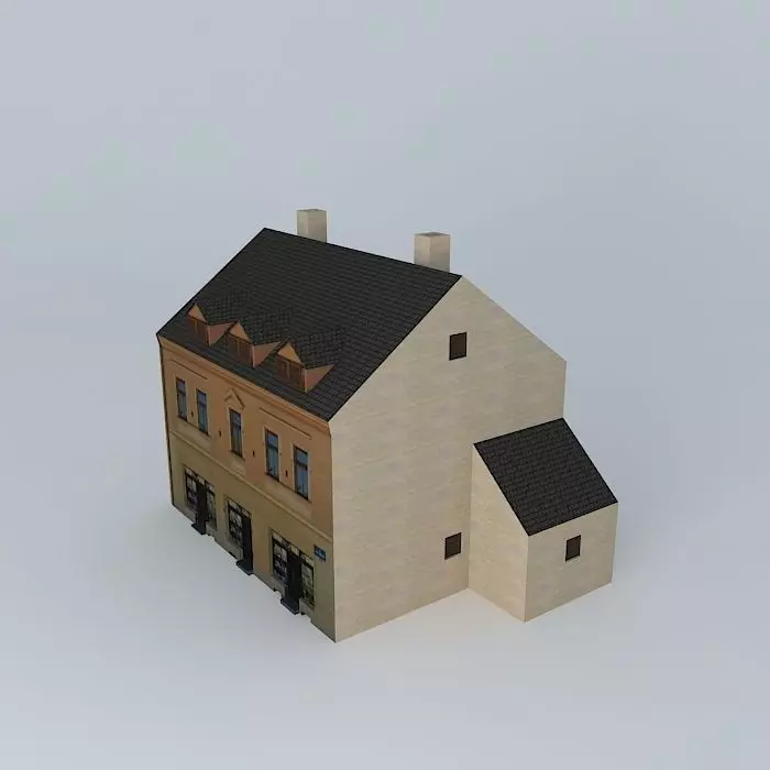 1906 European Urban House Low-poly 3D model_0