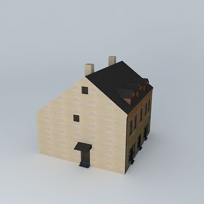 1906 European Urban House Low-poly 3D model_1