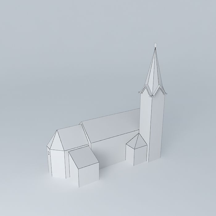 The parish church of the Holy Cross Low-poly 3D model_4