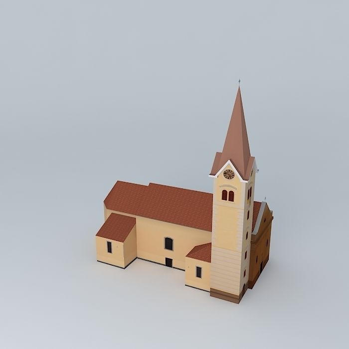 The parish church of the Holy Cross Low-poly 3D model_1