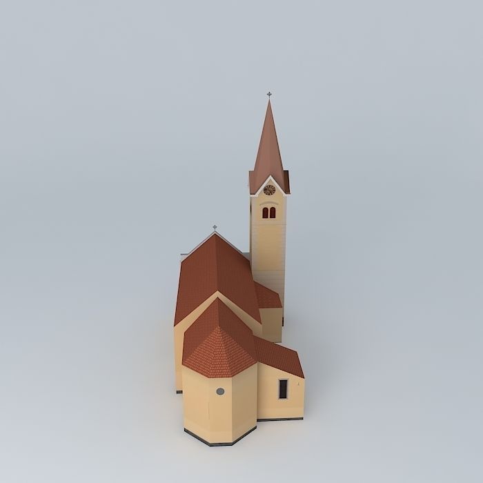 The parish church of the Holy Cross Low-poly 3D model_2