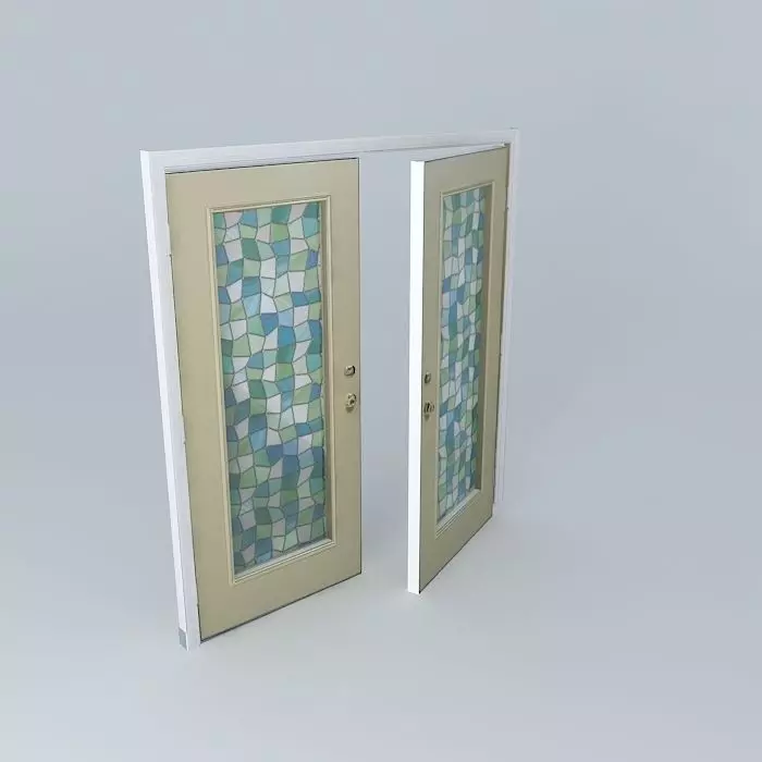 Double Stained Glass Doors 3D model_0
