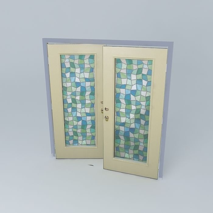 Double Stained Glass Doors 3D model_1