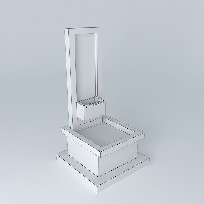 Wall of Water Fountain with Texture 3D model_3