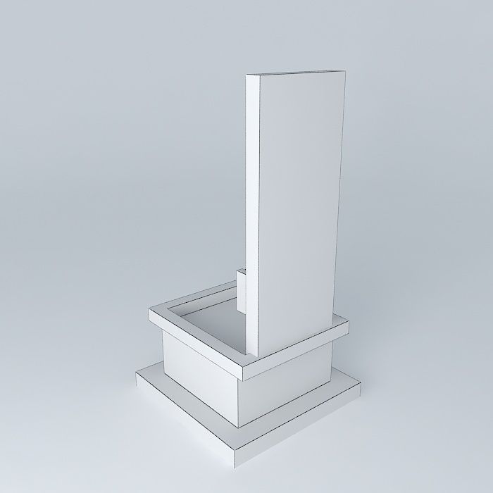 Wall of Water Fountain with Texture 3D model_4